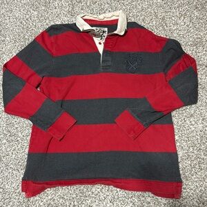 Barbour Mens Long Sleeve Polo Red and Gray size Medium